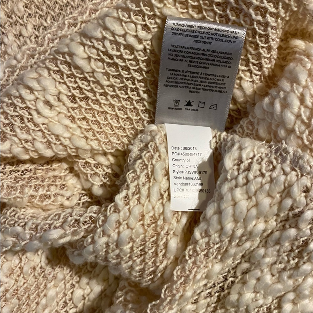 JESSICA SIMPSON Plus Size Lace Trimmed Slub knit LS Woven Sweater Tunic Top 2X - Picture 8 of 8